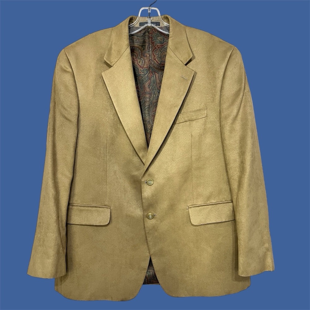 Lauren Ralph Lauren Faux Suede Sport Coat Blazer Men 42S Camel Academia Heritage